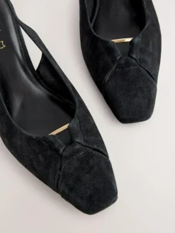 Next Leather Cutout Hardware Detail Slingback Heels^Women Wide Fit & Extra Wide Fit