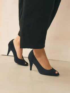 Next Premium Leather Peep Toe Heels^Women Heels