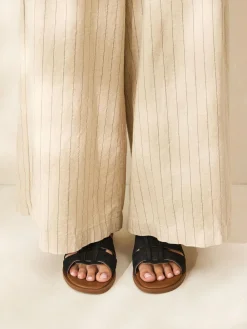 New Next Black Suede Standard/Wide Fit Slot Mule Sandals