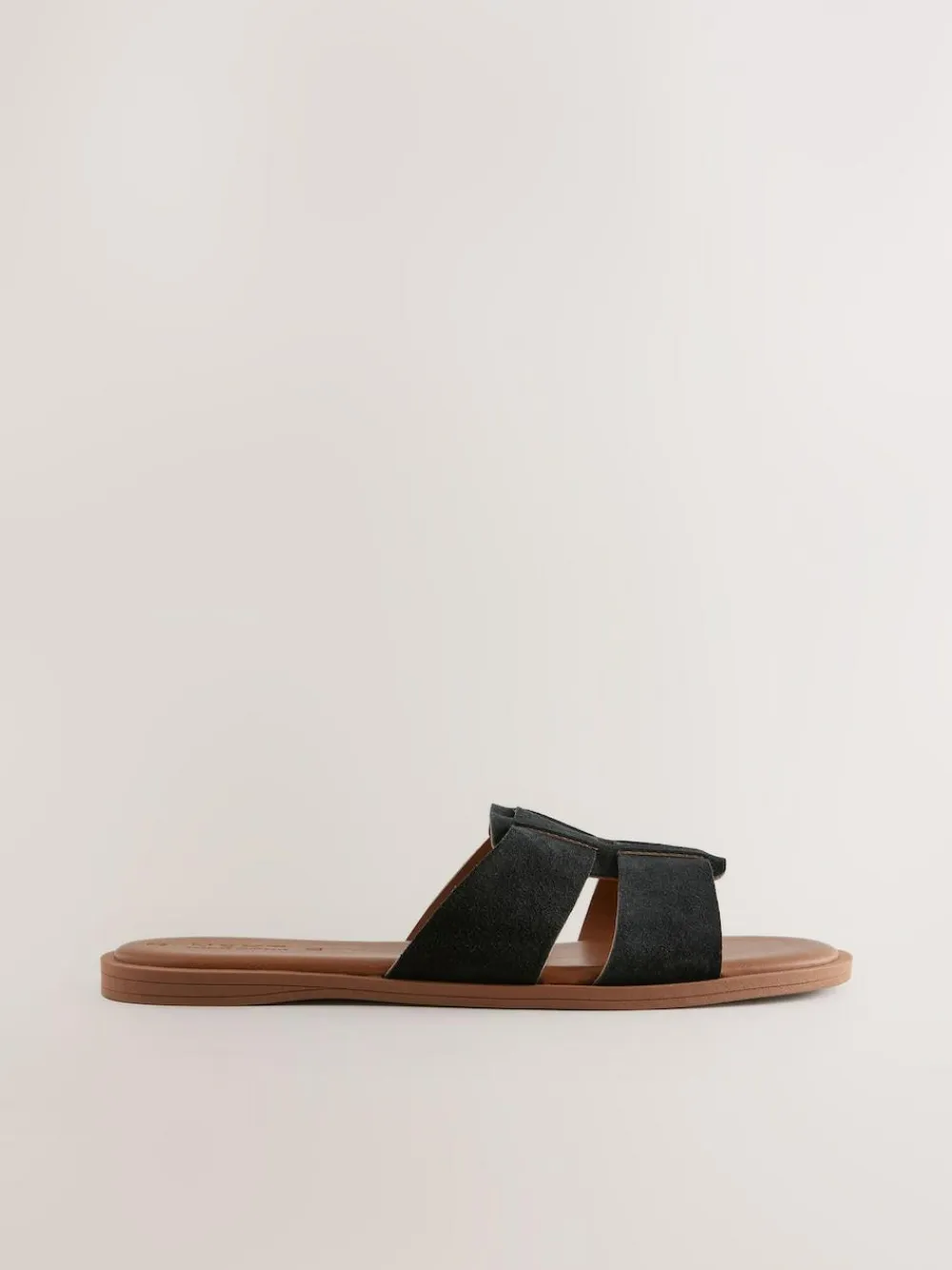 New Next Black Suede Standard/Wide Fit Slot Mule Sandals