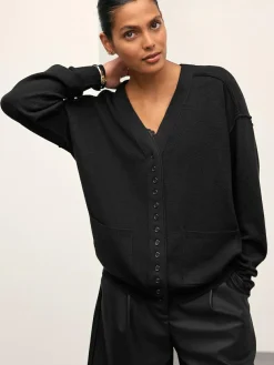 Next Black Supersoft V-Neck Cardigan With Pockets^Women Knitwear|Knitwear