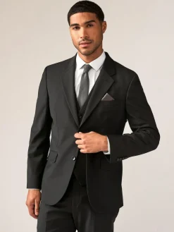 Next Black Tailored Fit Tailored Fit Wool Blend Motionflex Suit Jacket^ Black Suits