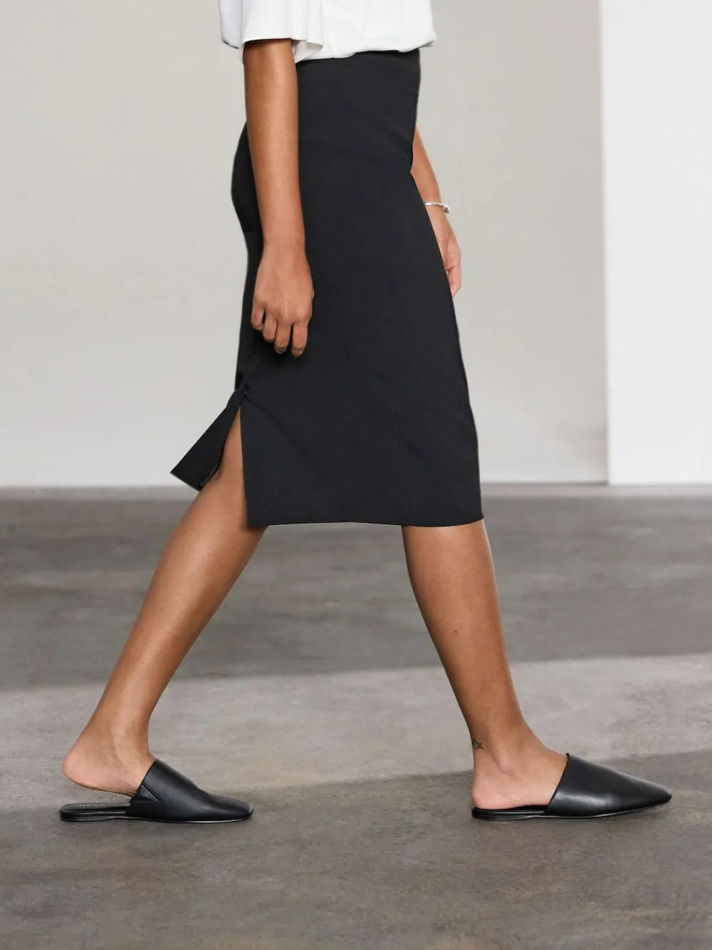 New Next Tailored Pencil Skirt With Wool Black