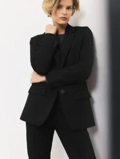 Hot Next Tailored Single Breasted Blazer With Wool Black