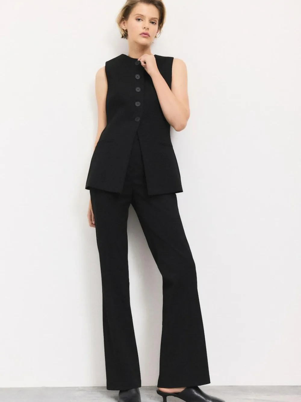 Next Black Tailored Waistcoat With Wool