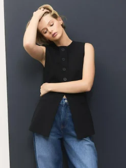 Next Black Tailored Waistcoat With Wool