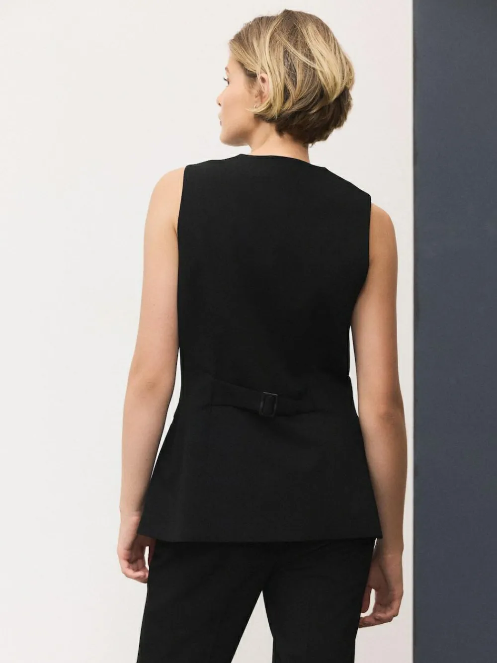 Next Black Tailored Waistcoat With Wool