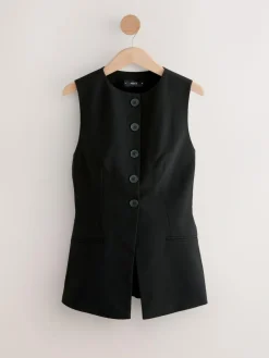 Next Black Tailored Waistcoat With Wool