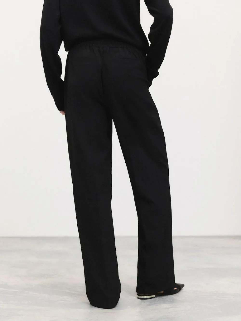 New Next Tailored Wide Leg Trousers With Wool Black