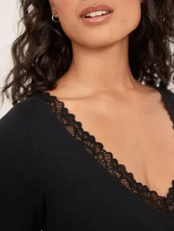 Clearance Next Thermal Base Layer Lace Trim Bodysuit Black