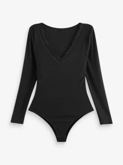 Clearance Next Thermal Base Layer Lace Trim Bodysuit Black