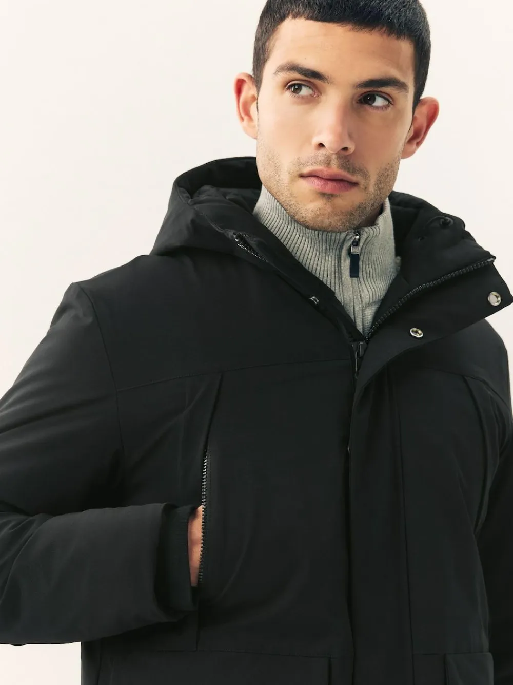 Next ThermoGen Parka Jacket with Borg Lining Black