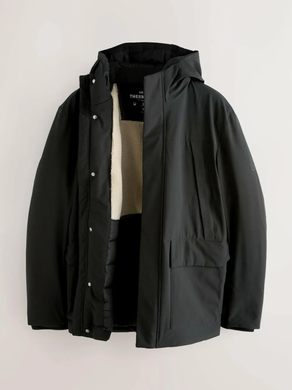Next ThermoGen Parka Jacket with Borg Lining Black
