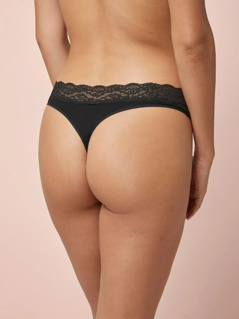Outlet Next Black Thong Cotton Lace Knickers 4 Pack