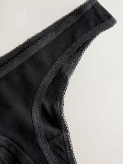 Next Black Thong Full Briefs Cotton Knickers 10 Pack^Women Panties