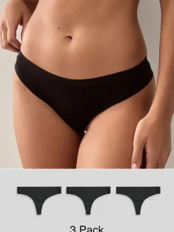 Best Next Thong No VPL Comfort Knickers 3 Pack Black