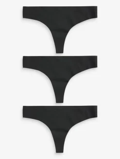 Best Next Thong No VPL Comfort Knickers 3 Pack Black