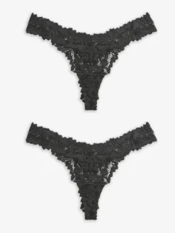 Next Black Thong Ultimate Comfort Lace Knickers 2 Pack^Women All Lingerie|Panties