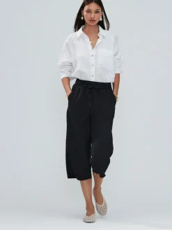 Clearance Next Tie Waist Linen Blend Culottes Black