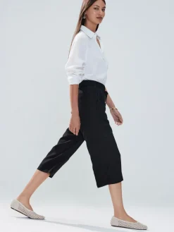 Clearance Next Tie Waist Linen Blend Culottes Black