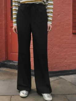 Next Black Tie Waist Wide Leg Trousers^Women Suits & Tailoring