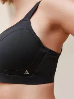 Hot Next Ultimate Support Non Pad Minimising Wired Dry Tech High Impact Sports Bra Black