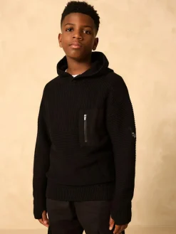 Next Black Utility Knitted Hoodie (3-16yrs)^BOY Sweatshirts & Hoodies|Knitwear & Sweaters