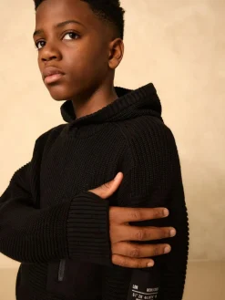 Next Black Utility Knitted Hoodie (3-16yrs)^BOY Sweatshirts & Hoodies|Knitwear & Sweaters