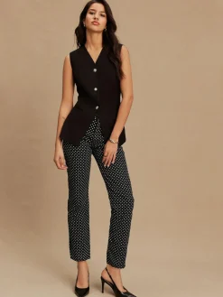 Next Black V-Neck Waistcoat with Button Detail^Women Suits & Tailoring