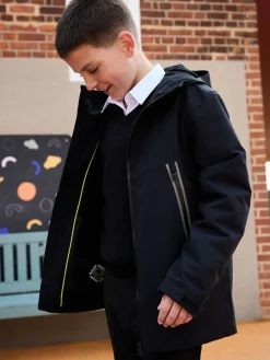 Next Black Waterproof Fleece Lined Hooded Jacket (3-16yrs)^BOY Coats & Jackets|Snowsuits & Coats