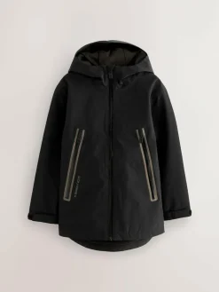 Next Black Waterproof Fleece Lined Hooded Jacket (3-16yrs)^BOY Coats & Jackets|Snowsuits & Coats