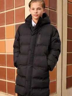 Discount Next Waterproof Long Line Fleece Lined Puffer Coat (3-17yrs) Black