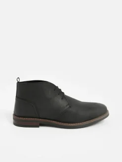 New Next Waxy Leather Chukka Boots Black