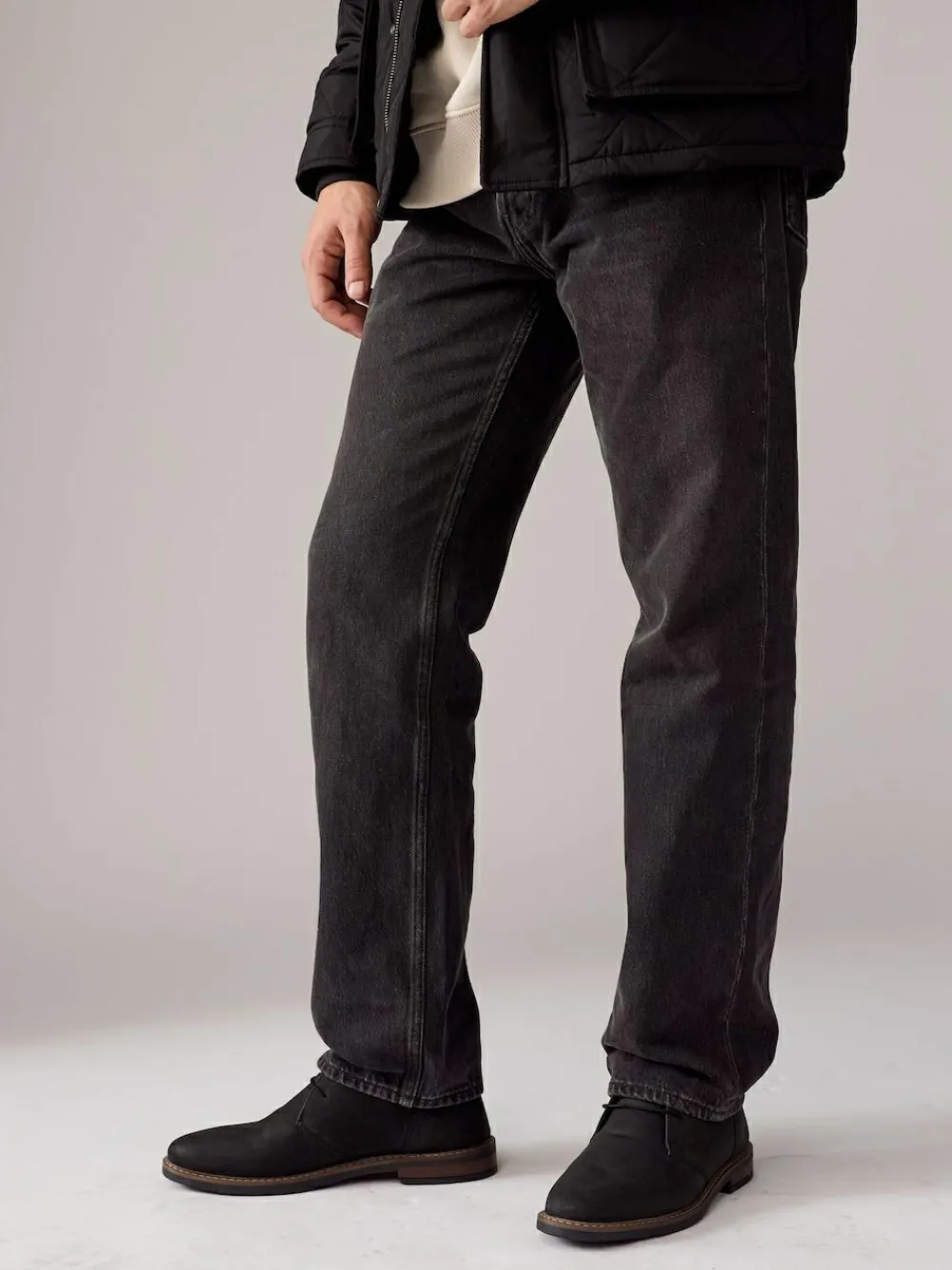 New Next Waxy Leather Chukka Boots Black