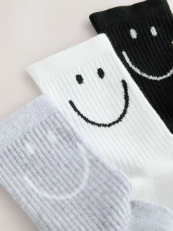 Best Next Black White and Grey 3 Pack Cotton Rich Cushioned Sole Ankle Socks