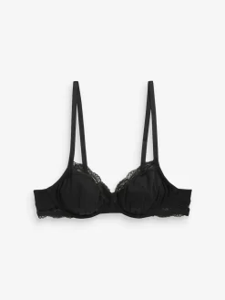 Next Black/ White/Pastel Rose Nude Non Pad Balcony Cotton Blend Ultimate Comfort Bras 3 Pack^Women Bras