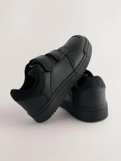 Hot Next Black Wide Fit (G) 3 Straps Touch Fastening School Shoes