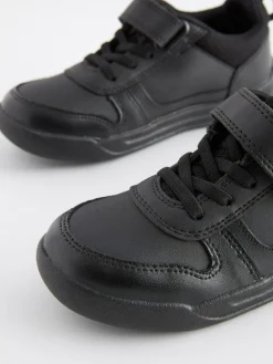 Next Black Wide Fit (G) Elastic Lace School Trainers^BOY School Shoes|Boys Shoes