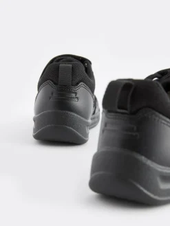Next Black Wide Fit (G) Elastic Lace School Trainers^BOY School Shoes|Boys Shoes