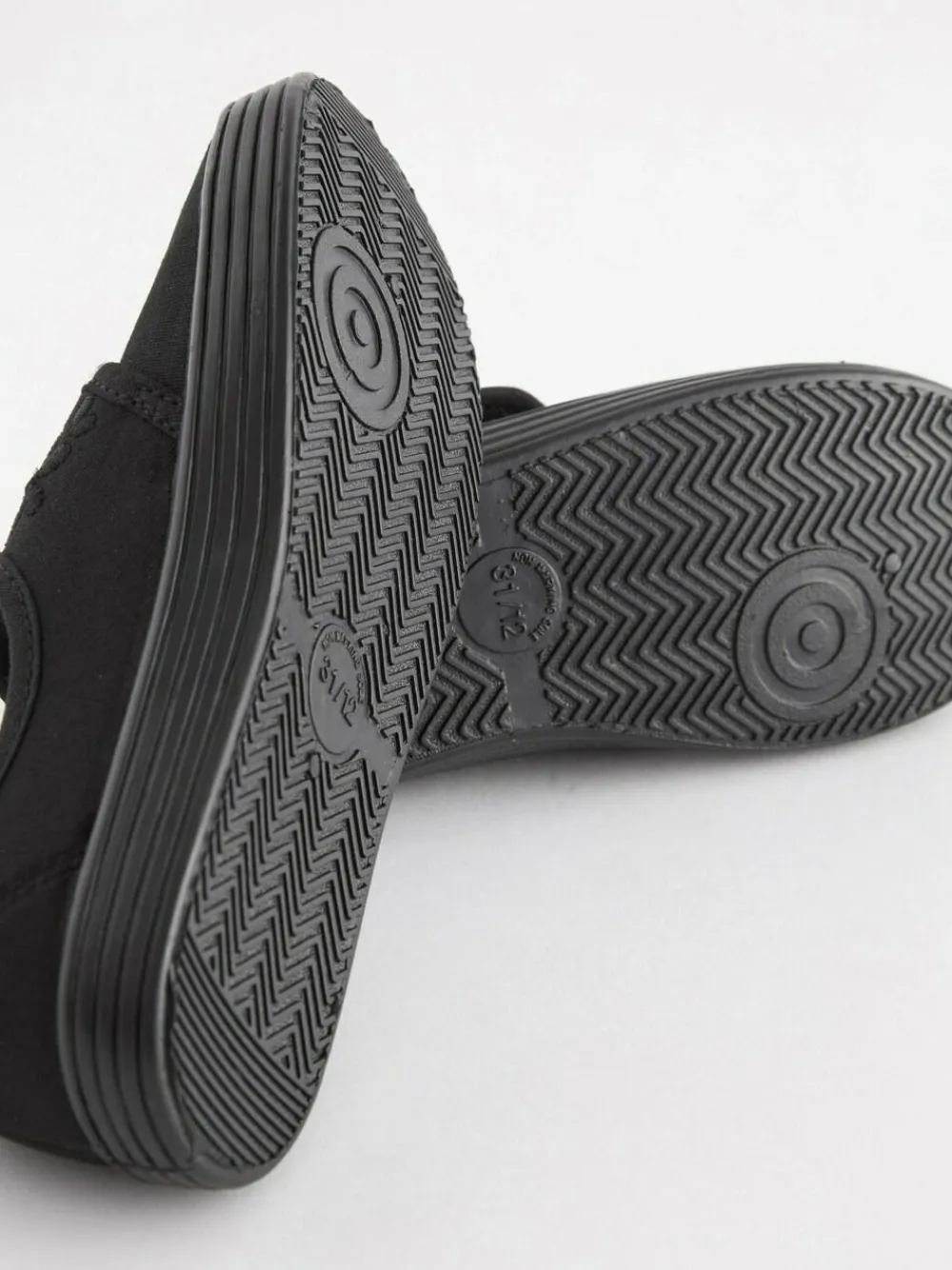 Hot Next Black Wide Fit (G) Embroidered Strap School Plimsolls