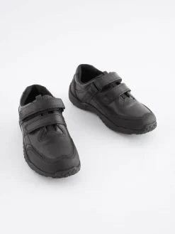 Sale Next Black Wide Fit (G) Leather Touch Fastening School Shoes