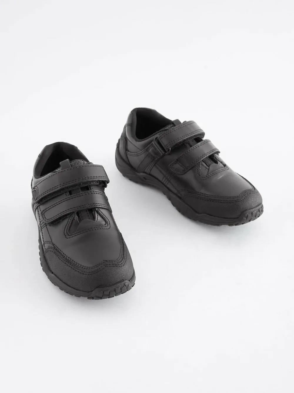 Sale Next Black Wide Fit (G) Leather Touch Fastening School Shoes