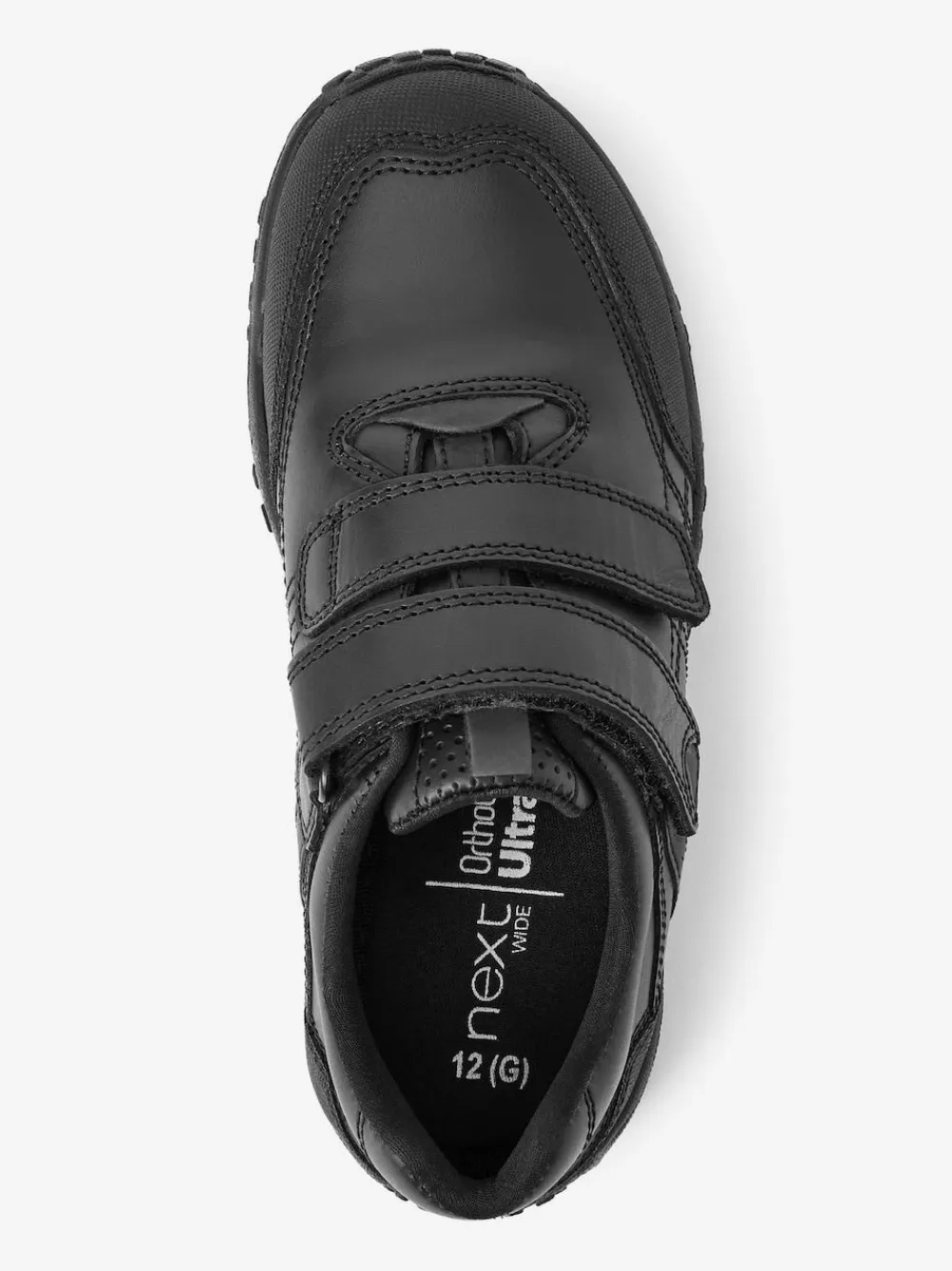 Sale Next Black Wide Fit (G) Leather Touch Fastening School Shoes