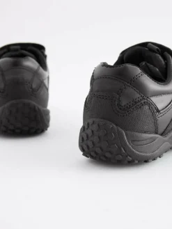 Sale Next Black Wide Fit (G) Leather Touch Fastening School Shoes