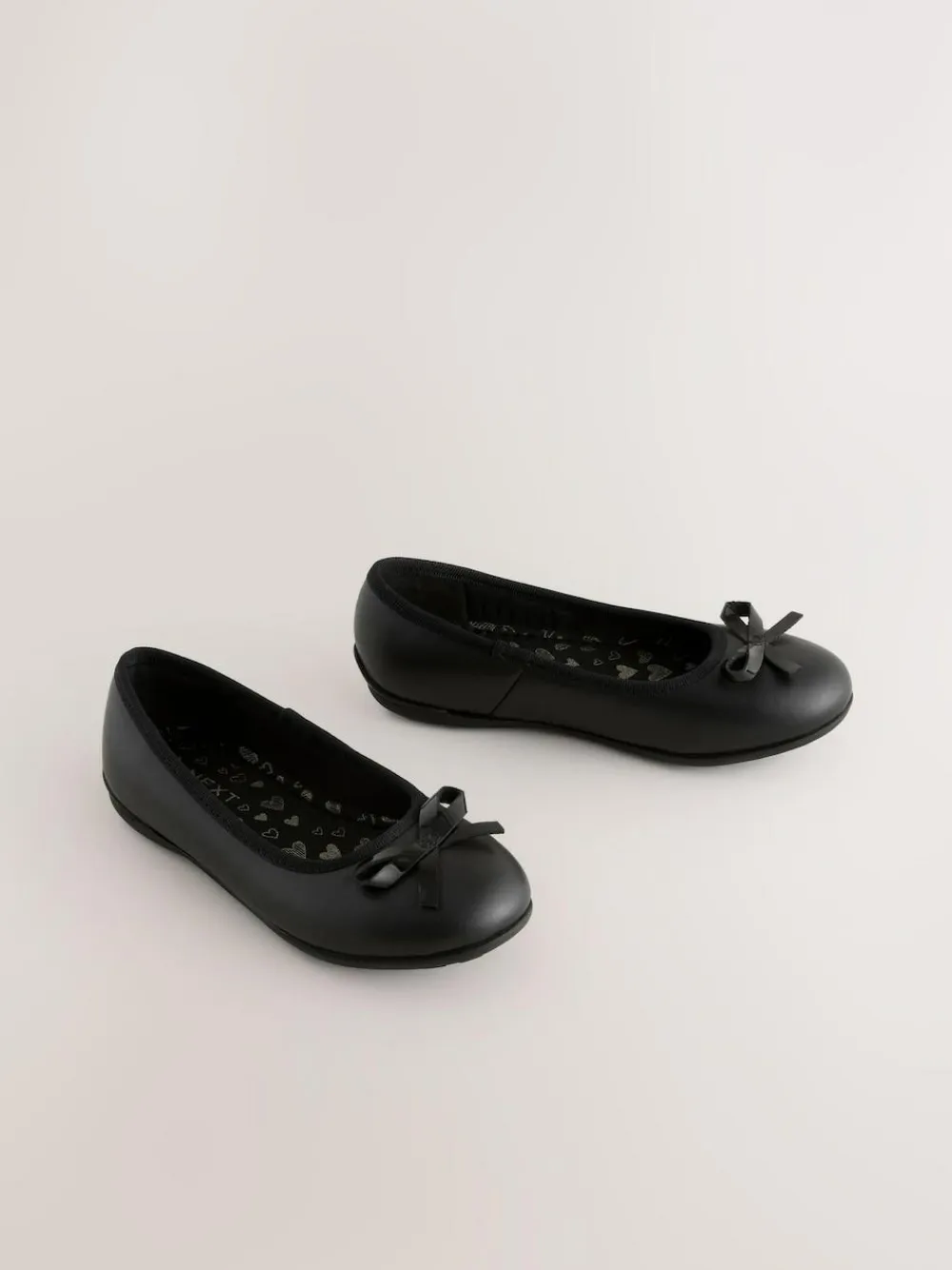 Next Wide Fit (G) Leather Ballerina School Shoes Black