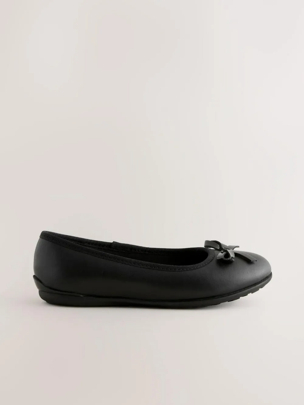 Next Wide Fit (G) Leather Ballerina School Shoes Black
