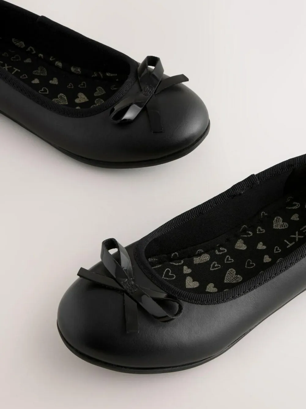 Next Wide Fit (G) Leather Ballerina School Shoes Black