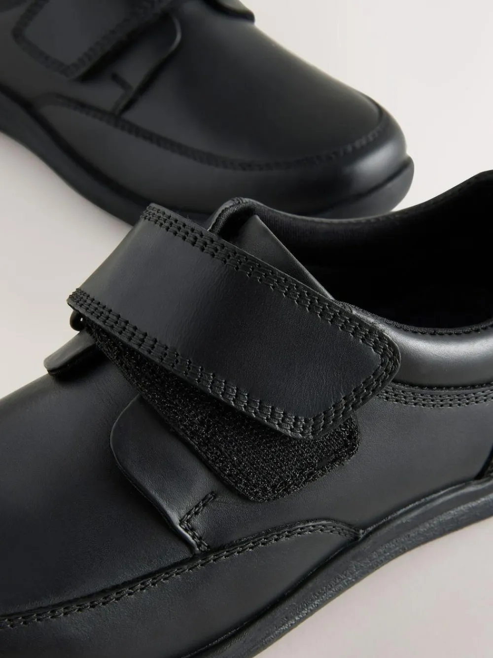 Next Black Wide Fit (G) Leather 1 Strap Touch Fastening School Shoes^BOY School Shoes|Boys Shoes