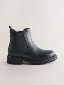 Next Wide Fit (G) Leather Warm Lined Chelsea Boots^BOY School Shoes|Boys Shoes