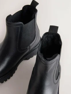 Next Wide Fit (G) Leather Warm Lined Chelsea Boots^BOY School Shoes|Boys Shoes